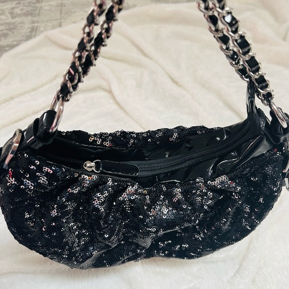 SMALL Black SEQUIN SHOULDER/Hand Bag - Picture 3 of 4